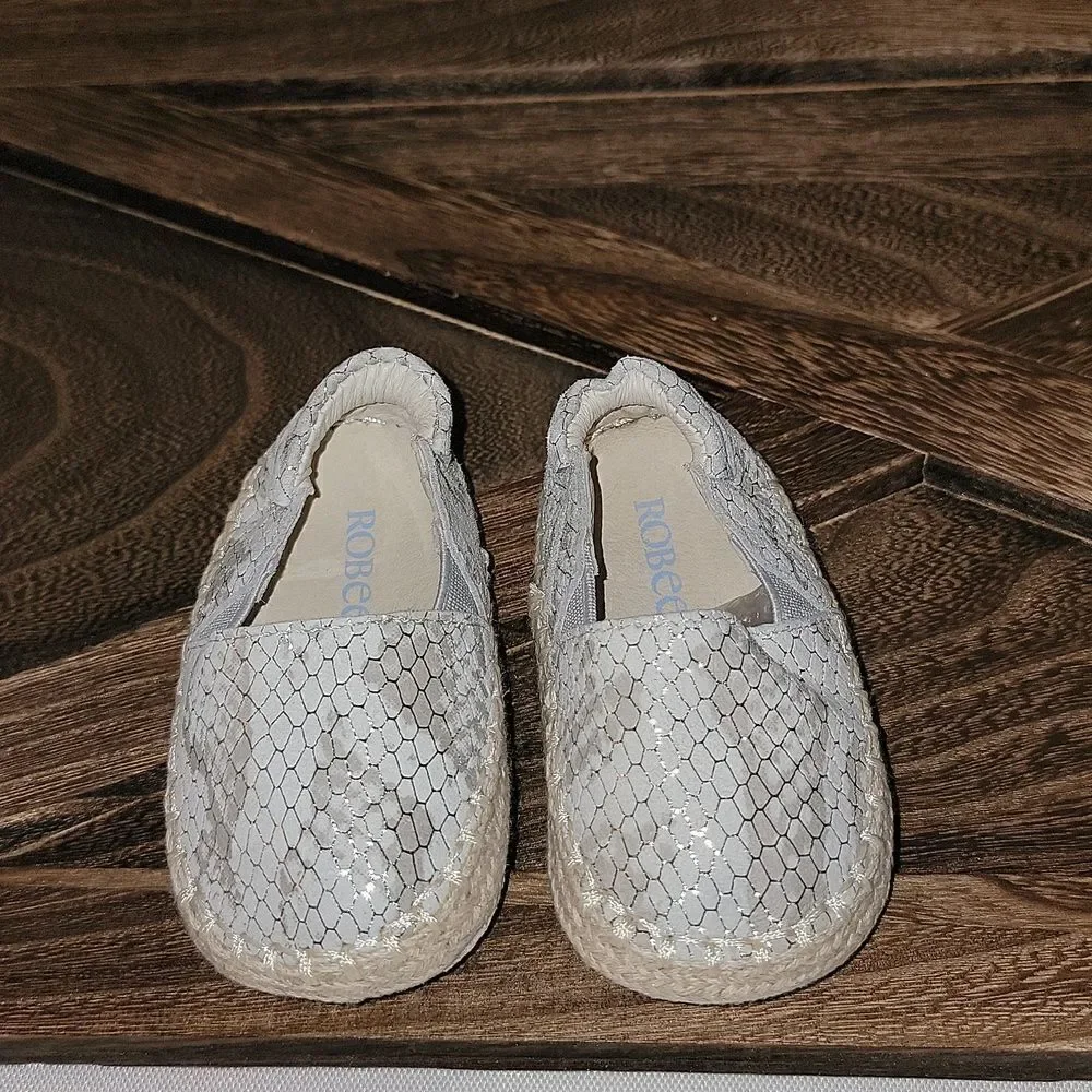 Robeez First Kicks Ellie Espadrille Snake Shimmer Leather Crib Shoes 3-6 Months